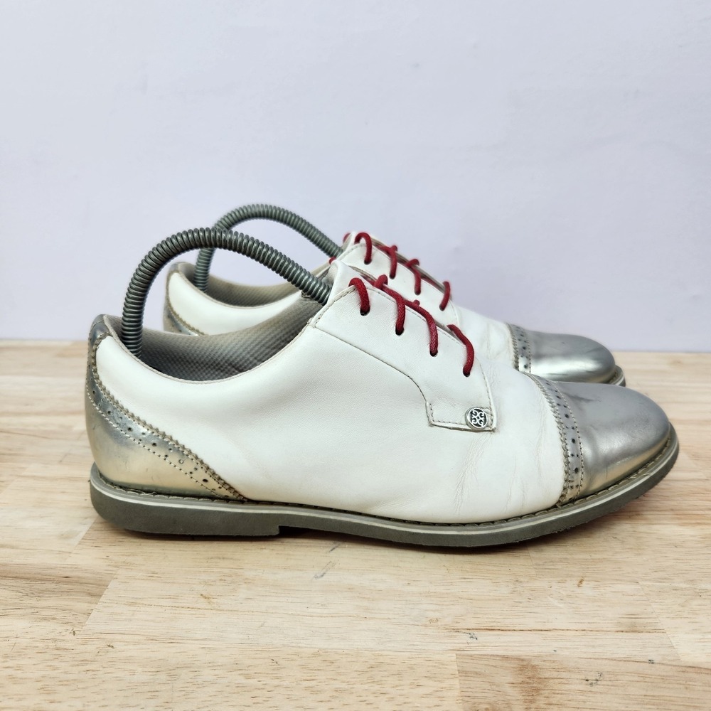 G/Fore Gallivanter Cap Toe Golf Shoes Womens Size 10 White Silver G4LC20EF04